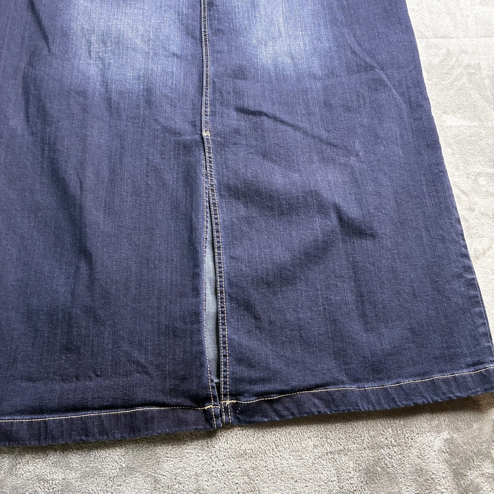Est. 1946 Denim Womens Skirt Size 18W Dark Wash Pockets Back Slit Stretch Modest - Picture 8 of 12